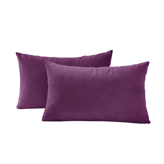 Gioia Casa Twin-Pack Velvet Cushion Covers – Soft Microfibre Cushion Covers with Hidden Zipper (Plum, 30cm*50cm)