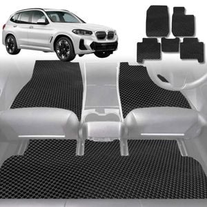 6D Diamond Car Floor Mats for BMW iX3 2022-Current-Full Set-Black-Outback GT