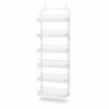 Adjustable Over Door Storage Organizer with Hooks - 6 Tier Metal Kitchen Pantry Rack (White)