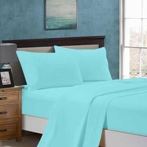 Fabric Fantastic 1000tc Ultra Soft Queen Size Bed Aqua Flat & Fitted Sheet Set
