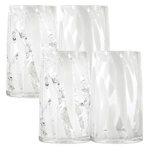 4pc Ecology Camille Hi Ball Soda Lime Glass Tumblers Drinking Cups 420ml White