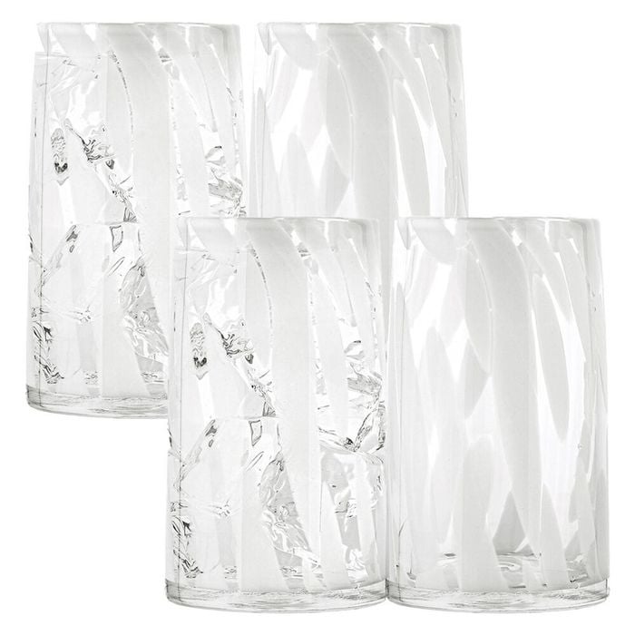 4pc Ecology Camille Hi Ball Soda Lime Glass Tumblers Drinking Cups 420ml White