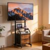 Ufurniture Mobile TV Cart for 32-55 Inch Screens Adjustable Rolling TV Mount Stand w/ Storage Shelf & Lockable Wheels Walnut