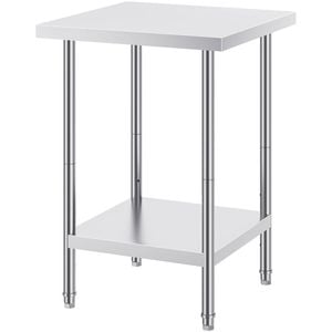 Vevor 610x610x864mm Stainless Steel Work Table Silver for Restaurant Home Hotel