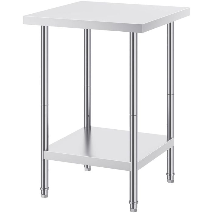 Vevor 610x610x864mm Stainless Steel Work Table Silver for Restaurant Home Hotel