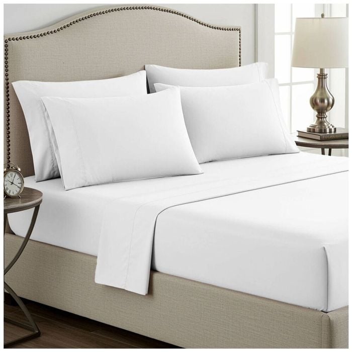 Grosvenor House 400TC Plain Dyed Bamboo Cotton Bed Sheet Sets King White
