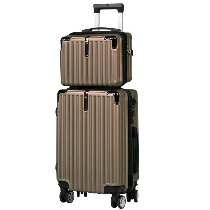 Advwin 20"+14" Hardshell Carry-On Luggage Set - Suitcase with Power Bank Pocket, Cup Holder & Silent Wheels