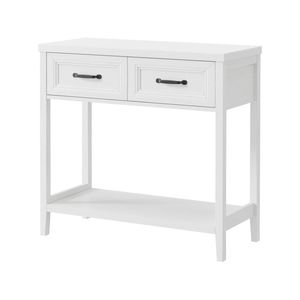 Oikiture Console Table 2 Drawers Hallway Entryway Storage Display Shelf White