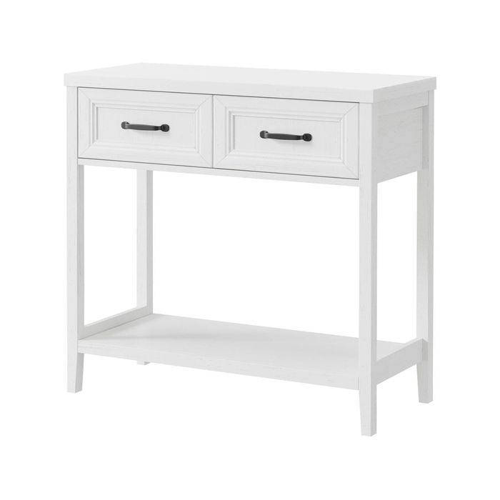 Oikiture Console Table 2 Drawers Hallway Entryway Storage Display Shelf White