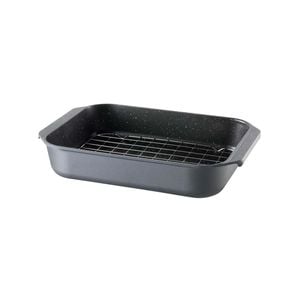 Granite Cast Aluminium Non Stick Roaster With Roasting Rack 34cm Black Baccarat
