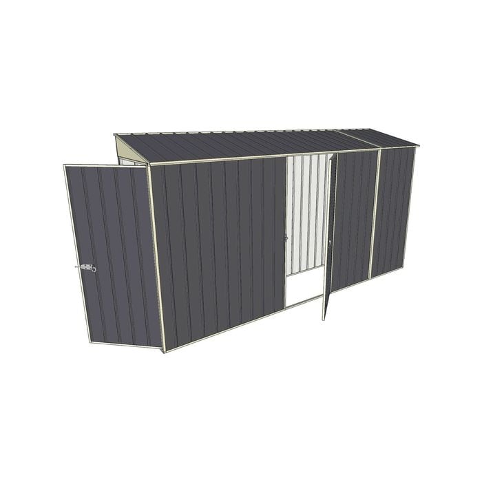 Build-a-Shed 0.8 x 3.7 x 2m Hinged Door Tunnel Shed with Single Hinged Side Door - Grey