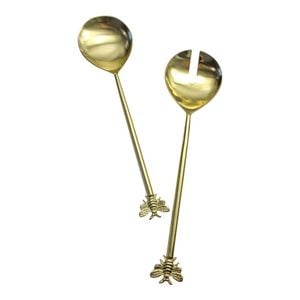 2pc LVD Brass 28cm Bee Spoon & Fork Salad Server Set - Gold