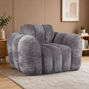 Ufurniture Large Bean Bag Chair With Backrest Corduroy Sofa High-resilience Stuffed Floor Sofa Lounger Grey