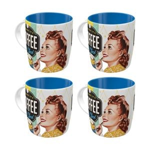 4x Nostalgic-art Ceramic Coffee Mug Retro O Clock Design 330ml