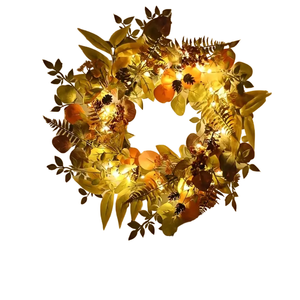 Lifebay Autumn Glow: LED Light Wreath with Artificial Foliage