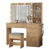 Linea Wood Dressing Table with LED Bulb Mirror & Stool Set