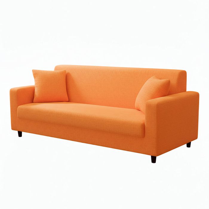 Anyseat 3 Seater Sofa Cover Plain Orange Style And Protection For Living Room Sofa Chair Elastic Stretchable Slipcover