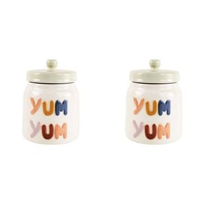 2x Urban 14cm Ceramic Yum Yum Treats/Snacks Jar Container - White