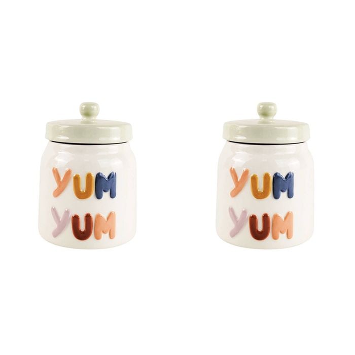 2x Urban 14cm Ceramic Yum Yum Treats/Snacks Jar Container - White