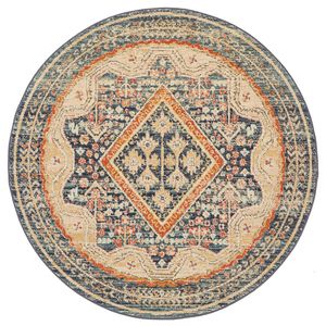 The Rug Connection Heritage 863 Navy 150x150cm - Small Round Transitional Pet Friendly Indoor Rug