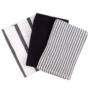 Scullery Pura Tea Towel Set Of 3 Black