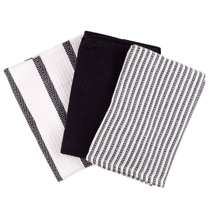 Scullery Pura Tea Towel Set Of 3 Black