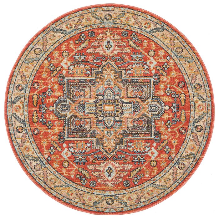 Heritage 850 Terracotta 200x200cm Round - Medium Pet Friendly Power Loomed Rug