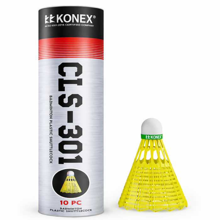 Konex Plastic Shuttlecock | Stable Flight & Fast Recovery (Yellow, Pack of 10)