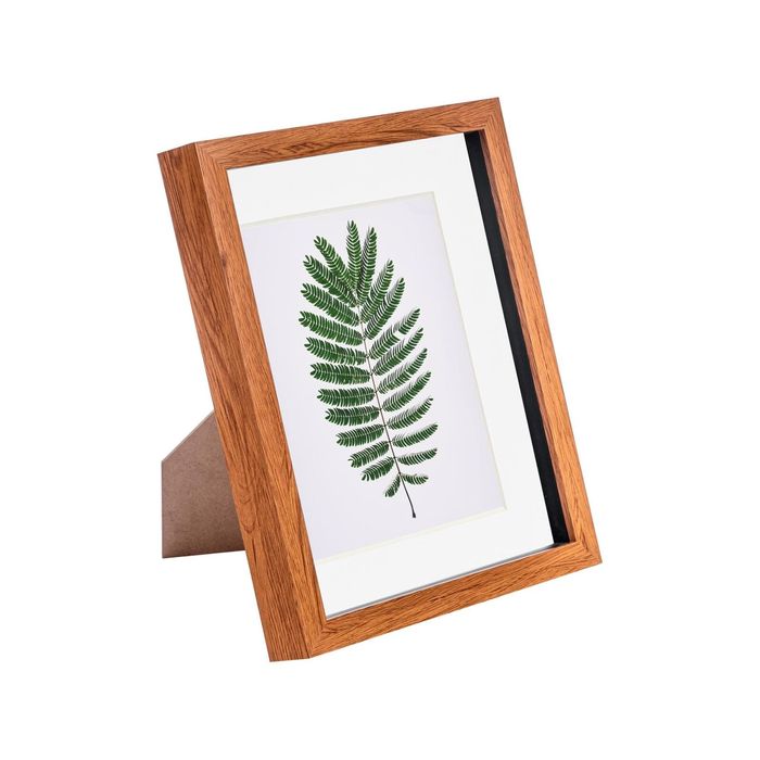 Nicola Spring Acrylic 3D Box Photo Frame with 5" x 7" Mount - 8" x 10"  - Dark Wood