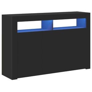 vidaXL Sideboard with LED Lights Black Storage Shelf Buffet Server Furniture