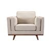 Single Seater Armchair Sofa Modern Lounge Accent Chair in Beige Fabric with Wooden Frame