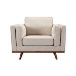Single Seater Armchair Sofa Modern Lounge Accent Chair in Beige Fabric with Wooden Frame