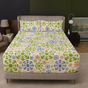 Queen Luxury 100% Cotton Fitted Bed Sheet & 2 Pillow Case Combo Set - Assorted | Queen | Sheet Set