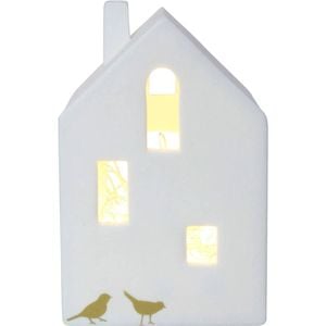 LVD Porcelain Village House Tealight Candle Holder Display 3D 12.5cm White