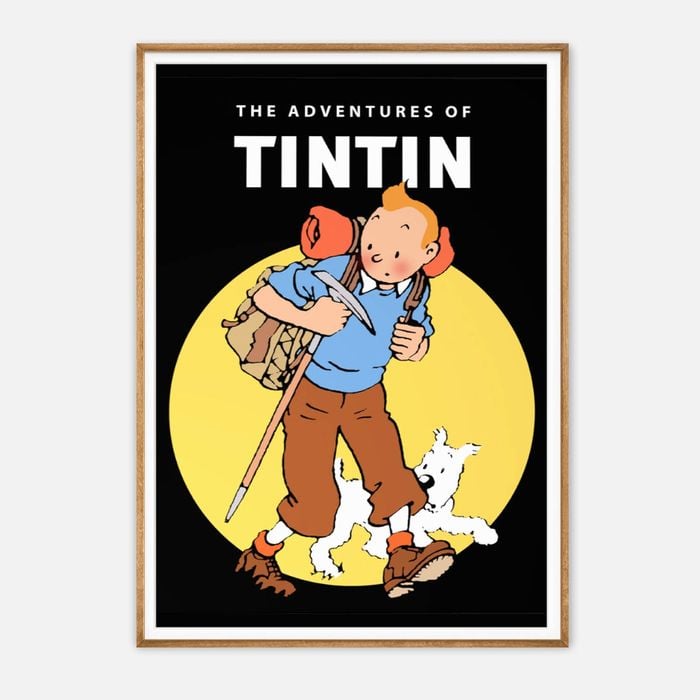 TINTIN コミックアート 木製フレーム Galrie The Adventures of Tintin Classic Comic Art Print Nostalgic