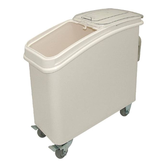 Vogue Ingredient Bin With Scoop Polypropylene Mobile Dry Food Storage 102ltr