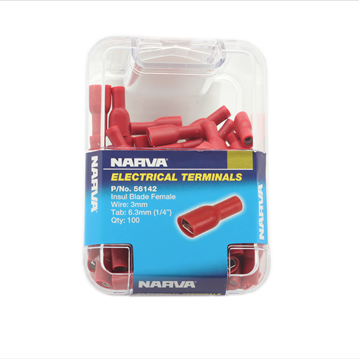 Narva Female Blade Red Electrical Terminal - 100 Pack