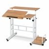 Sit Stand Standing Desk - Portable Wheels Light Wood