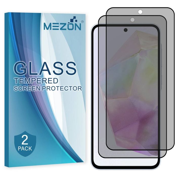2 Pack MEZON Samsung Galaxy A55 5G Privacy Anti-Spy Fingerprint Unlock Tempered Glass