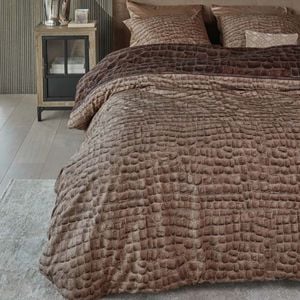 Rivièra Maison King Brown Riviera Maison Croco Brown Cotton Quilt Cover Set