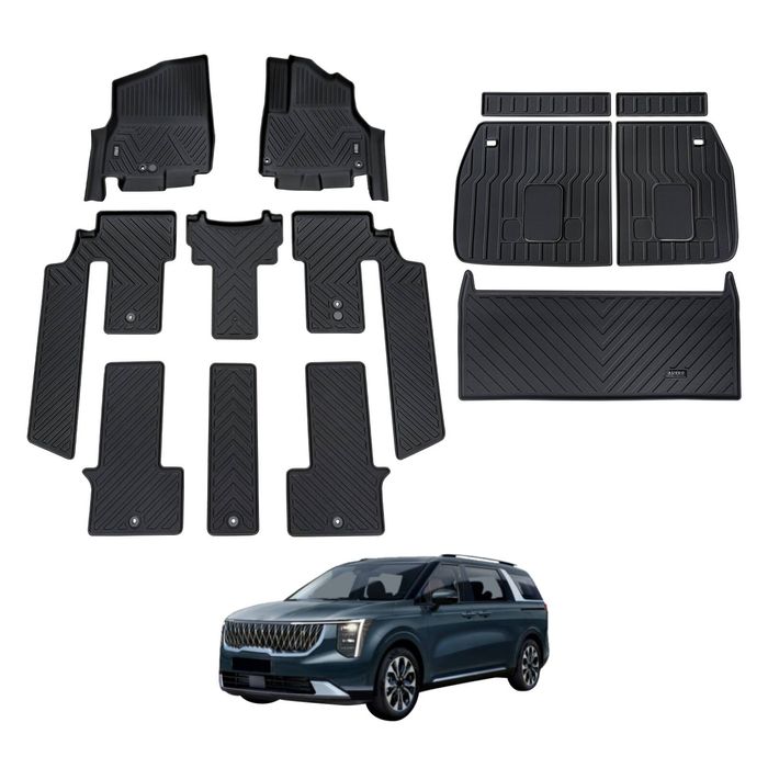 AUSGO Floor Mats Boot Liner Back Seat Protector Set for KIA Carnival Hybrid KA4 Series 2020-Onwards Floor Liners Cargo Mat