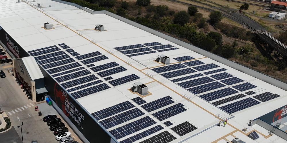 Solar panels on a Bunnings store