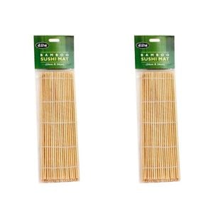 2x D Line Bamboo Sushi Mat 24cm Perfect For All Season Kitchen Utensils - Brown