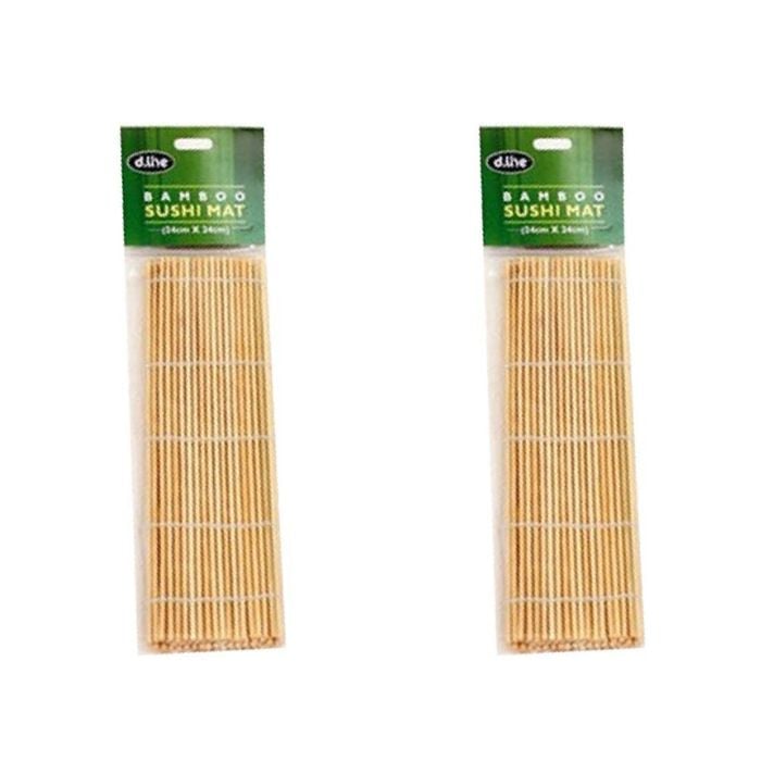 2x D Line Bamboo Sushi Mat 24cm Perfect For All Season Kitchen Utensils - Brown