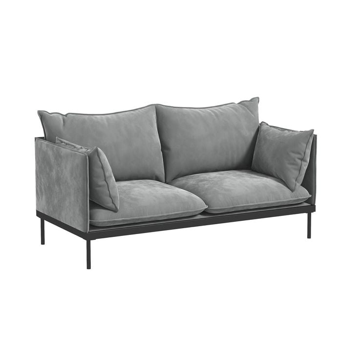 Camilla 2-seater Sofa - Light Grey Upholstered Lounge Couch Light Grey 2 Seater