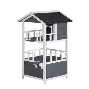 Yes4pets Double Story Cat Shelter Condo With Escape Door Rainproof Kitty House