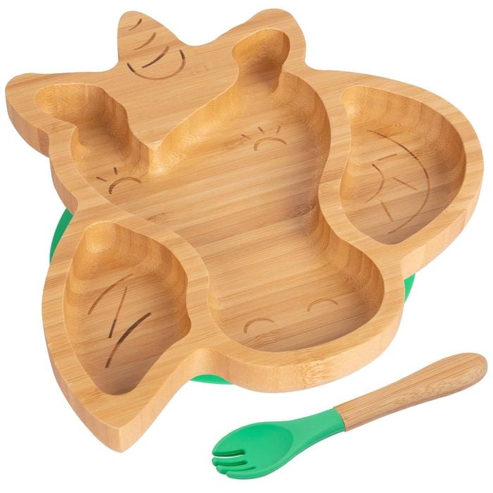 Tiny Ding Bamboo Unicorn Baby Weaning Plate & Fork Set