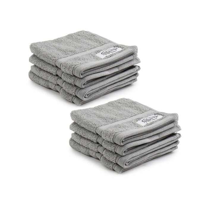 8pc Onkaparinga 30x30cm Flinders Face Washer 600gsm Grey