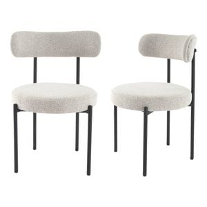 Set of 2 Round Dining Chair Mixed Cream