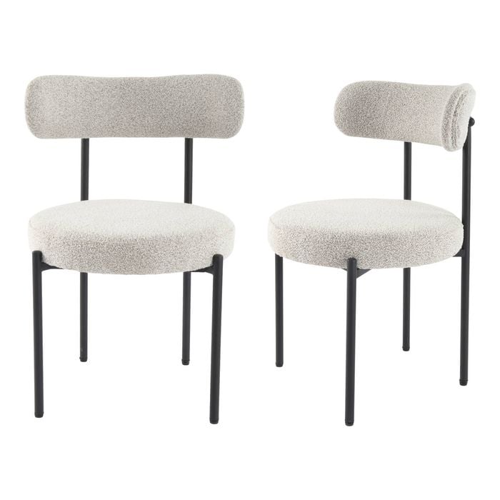 Set of 2 Round Dining Chair Mixed Cream